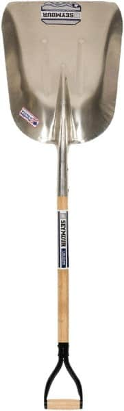 SEYMOUR-MIDWEST - 20" High x 15-1/8" Wide Square Aluminum Scoop - 36" Long Wood D-Grip Handle, No Step - Caliber Tooling