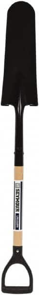 SEYMOUR-MIDWEST - 16" High x 6" Wide Round Steel Spade - 30" Long Wood D-Grip Handle, Front Turned - Caliber Tooling