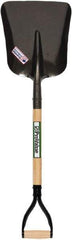 SEYMOUR-MIDWEST - 14" High x 11-1/4" Wide Square Steel Scoop - 26" Long Wood D-Grip Handle, No Step - Caliber Tooling