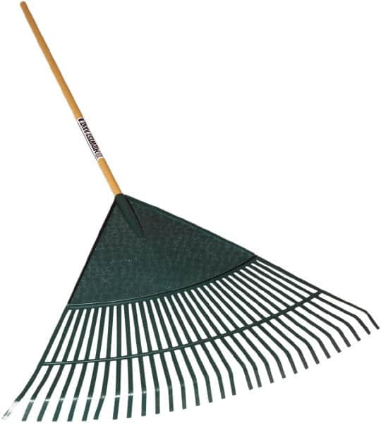 SEYMOUR-MIDWEST - Leaf Rake with 48" Straight Wood Handle - 1/2" Blade Width, 30 Tines, 21" Tine Length - Caliber Tooling