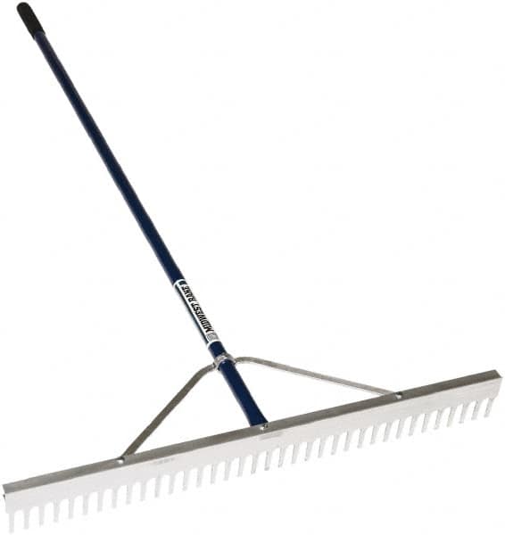 SEYMOUR-MIDWEST - Landscape Rake with 66" Straight Aluminum Handle - 1/2" Blade Width, 24 Tines, 2-1/2" Tine Length - Caliber Tooling