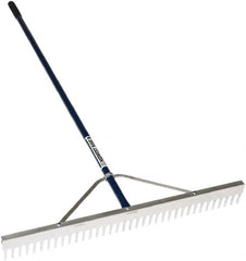 SEYMOUR-MIDWEST - Landscape Rake with 66" Straight Aluminum Handle - 1/2" Blade Width, 24 Tines, 2-1/2" Tine Length - Caliber Tooling