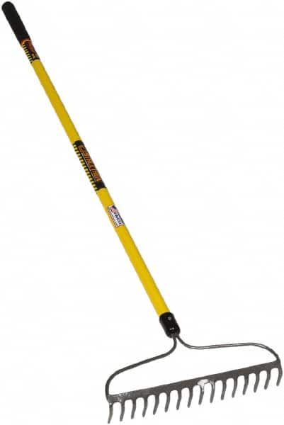 SEYMOUR-MIDWEST - Bow Rake with 60" Straight Fiberglass Handle - 1/2" Blade Width, 16 Tines, 3" Tine Length - Caliber Tooling