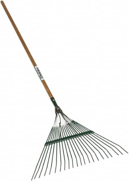 SEYMOUR-MIDWEST - Leaf Rake with 48" Straight Wood Handle - 1/2" Blade Width, 22 Tines, 16" Tine Length - Caliber Tooling