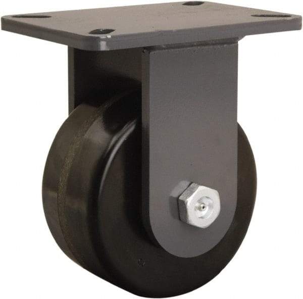 Hamilton - 6" Diam x 3" Wide x 8" OAH Top Plate Mount Rigid Caster - Phenolic, 2,000 Lb Capacity, Straight Roller Bearing, 5-1/4 x 7-1/4" Plate - Caliber Tooling