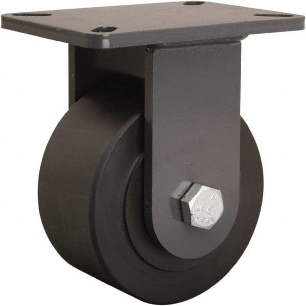 Hamilton - 6" Diam x 3" Wide x 8" OAH Top Plate Mount Rigid Caster - Nylon, 5,400 Lb Capacity, Precision Ball Bearing, 5-1/4 x 7-1/4" Plate - Caliber Tooling