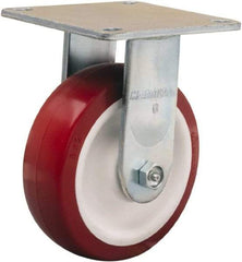 Hamilton - 6" Diam x 2" Wide x 7-1/2" OAH Top Plate Mount Rigid Caster - Polyurethane Mold on Polypropylene, 900 Lb Capacity, Straight Roller Bearing, 5 x 5-1/2" Plate - Caliber Tooling