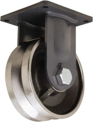 Hamilton - 10" Diam x 4" Wide, Forged Steel Rigid Caster - 16,000 Lb Capacity, Top Plate Mount, 8-1/2" x 8-1/2" Plate, Tapered Roller Bearing - Caliber Tooling