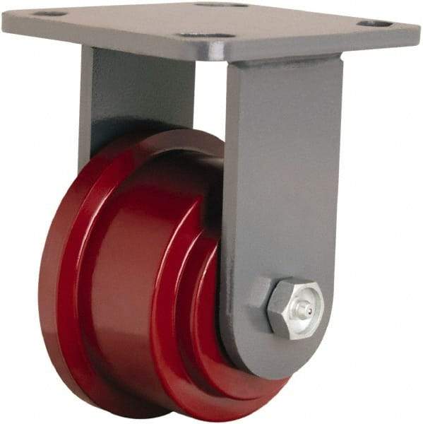 Hamilton - 3-1/2" Diam x 5-3/8" OAH Top Plate Mount Rigid Track - Iron, 1,400 Lb Capacity, Straight Roller Bearing, 4-1/2 x 6-1/2" Plate - Caliber Tooling