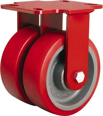 Hamilton - 6" Diam x 2" Wide x 7-3/4" OAH Top Plate Mount Rigid Caster - Polyurethane Mold onto Cast Iron Center, 2,500 Lb Capacity, Sealed Precision Ball Bearing, 4-1/2 x 6-1/2" Plate - Caliber Tooling