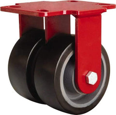 Hamilton - 5" Diam x 2" Wide x 6-3/4" OAH Top Plate Mount Rigid Caster - Polyurethane Mold onto Cast Iron Center, 2,720 Lb Capacity, Sealed Precision Ball Bearing, 4-1/2 x 6-1/2" Plate - Caliber Tooling