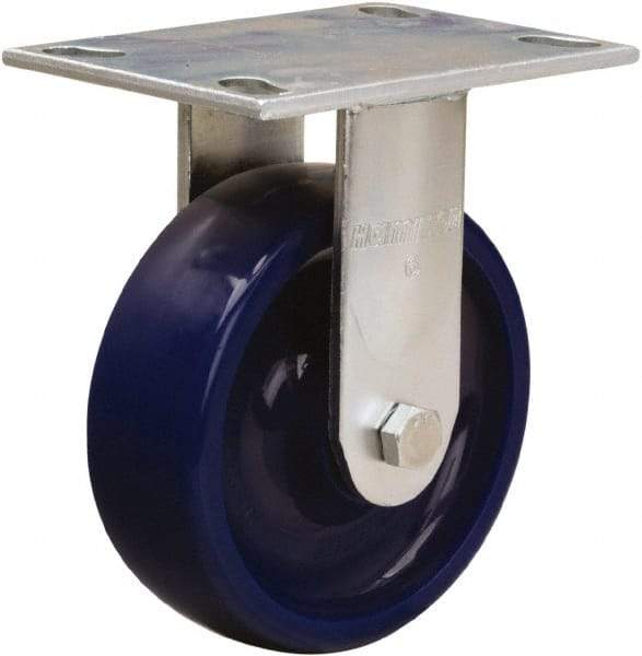 Hamilton - 6" Diam x 2" Wide x 7-1/2" OAH Top Plate Mount Rigid Caster - Polyurethane, 900 Lb Capacity, Sealed Precision Ball Bearing, 4-1/2 x 6-1/4" Plate - Caliber Tooling