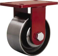 Hamilton - 6" Diam x 3" Wide x 7-1/2" OAH Top Plate Mount Rigid Caster - Forged Steel, 2,200 Lb Capacity, Tapered Roller Bearing, 5 x 7" Plate - Caliber Tooling