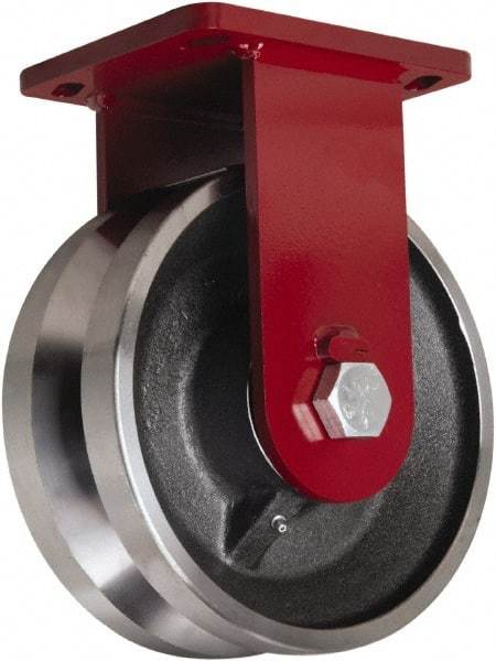 Hamilton - 10" Diam x 3" Wide, Iron Rigid Caster - 4,500 Lb Capacity, Top Plate Mount, 6-1/2" x 7-1/2" Plate, Tapered Roller Bearing - Caliber Tooling