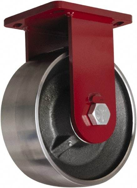 Hamilton - 10" Diam x 3" Wide x 12-1/2" OAH Top Plate Mount Rigid Caster - Forged Steel, 6,500 Lb Capacity, Tapered Roller Bearing, 6-1/2 x 7-1/2" Plate - Caliber Tooling