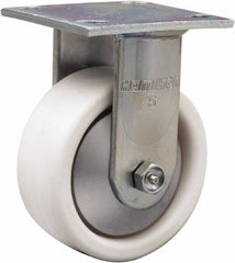 Hamilton - 5" Diam x 2" Wide x 6-1/2" OAH Top Plate Mount Rigid Caster - Polyolefin, 650 Lb Capacity, Delrin Bearing, 4 x 4-1/2" Plate - Caliber Tooling