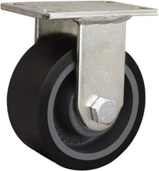 Hamilton - 8" Diam x 2-3/4" Wide, Iron Rigid Caster - 2,500 Lb Capacity, Top Plate Mount, 5-1/4" x 7-1/4" Plate, Tapered Roller Bearing - Caliber Tooling