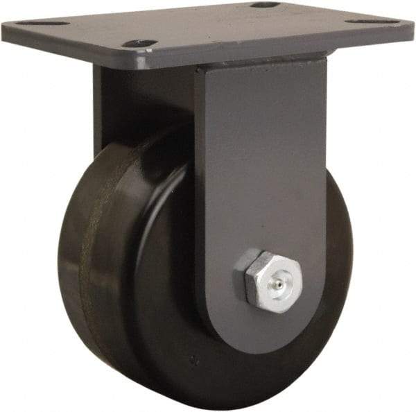 Hamilton - 6" Diam x 3" Wide x 8" OAH Top Plate Mount Rigid Caster - Phenolic, 2,000 Lb Capacity, Tapered Roller Bearing, 5-1/4 x 7-1/4" Plate - Caliber Tooling