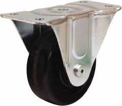 Hamilton - 4" Diam x 1-1/2" Wide x 5" OAH Top Plate Mount Rigid Caster - Phenolic, 375 Lb Capacity, Straight Roller Bearing, 3 x 6-3/16" Plate - Caliber Tooling