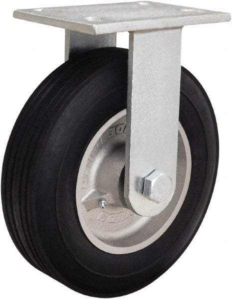 Hamilton - 10" Diam x 2-3/4" Wide, Rubber Rigid Caster - 700 Lb Capacity, Top Plate Mount, 4-1/2" x 6-1/4" Plate, Straight Roller Bearing - Caliber Tooling