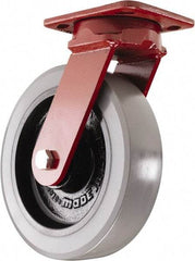 Hamilton - 8" Diam x 2" Wide x 9-1/2" OAH Top Plate Mount Swivel Caster - Polyurethane, 2,000 Lb Capacity, Sealed Precision Ball Bearing, 4 x 5" Plate - Caliber Tooling