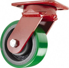 Hamilton - 5" Diam x 2" Wide x 6-1/2" OAH Top Plate Mount Swivel Caster - Polyurethane, 1,050 Lb Capacity, Sealed Precision Ball Bearing, 4 x 5" Plate - Caliber Tooling