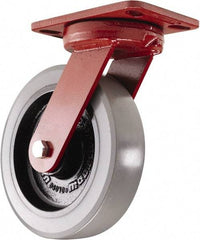 Hamilton - 8" Diam x 2" Wide x 9-3/4" OAH Top Plate Mount Swivel Caster - Polyurethane, 2,000 Lb Capacity, Sealed Precision Ball Bearing, 4-1/2 x 6-1/2" Plate - Caliber Tooling