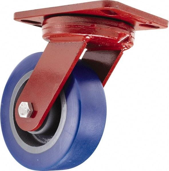 Hamilton - 6" Diam x 2" Wide x 7-3/4" OAH Top Plate Mount Swivel Caster - Polyurethane, 1,300 Lb Capacity, Sealed Precision Ball Bearing, 4-1/2 x 6-1/2" Plate - Caliber Tooling