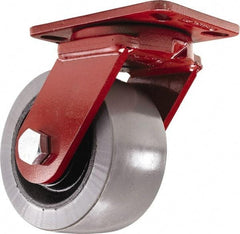 Hamilton - 6" Diam x 3" Wide x 7-1/2" OAH Top Plate Mount Swivel Caster - Polyurethane, 3,000 Lb Capacity, Sealed Precision Ball Bearing, 4-1/2 x 6-1/2" Plate - Caliber Tooling