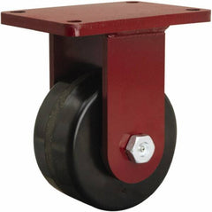 Hamilton - 6" Diam x 3" Wide x 8-1/2" OAH Top Plate Mount Rigid Caster - Phenolic, 2,000 Lb Capacity, Tapered Roller Bearing, 5-1/2 x 7-1/2" Plate - Caliber Tooling