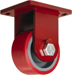 Hamilton - 6" Diam x 3" Wide x 8-1/2" OAH Top Plate Mount Rigid Caster - Polyurethane Mold onto Cast Iron Center, 2,600 Lb Capacity, Sealed Precision Ball Bearing, 6-1/2 x 7-1/2" Plate - Caliber Tooling