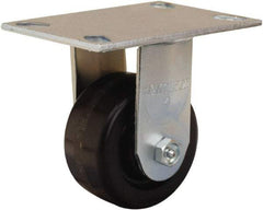 Hamilton - 4" Diam x 2" Wide x 5-5/8" OAH Top Plate Mount Rigid Caster - Phenolic, 800 Lb Capacity, Straight Roller Bearing, 4-1/2 x 6-1/4" Plate - Caliber Tooling