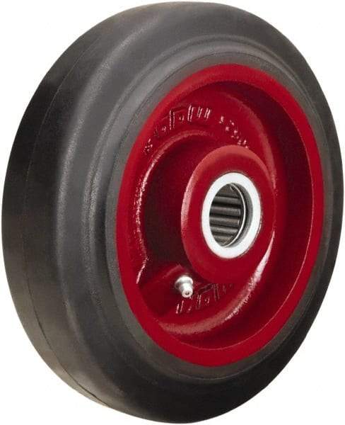 Hamilton - 7 Inch Diameter x 2 Inch Wide, Rubber on Cast Iron Caster Wheel - 450 Lb. Capacity, 2-1/4 Inch Hub Length, 5/8 Inch Axle Diameter, Straight Roller Bearing - Caliber Tooling