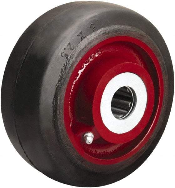 Hamilton - 6 Inch Diameter x 2-1/2 Inch Wide, Rubber on Cast Iron Caster Wheel - 540 Lb. Capacity, 3-1/4 Inch Hub Length, 1-1/4 Inch Axle Diameter, Straight Roller Bearing - Caliber Tooling