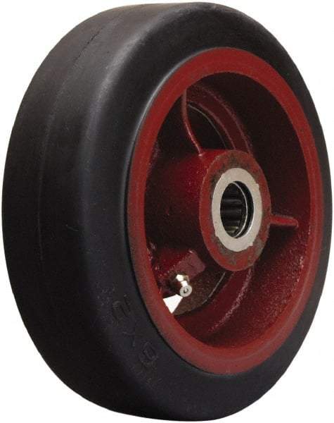 Hamilton - 6 Inch Diameter x 2 Inch Wide, Rubber on Cast Iron Caster Wheel - 410 Lb. Capacity, 2-1/4 Inch Hub Length, 7/8 Inch Axle Diameter, Straight Roller Bearing - Caliber Tooling