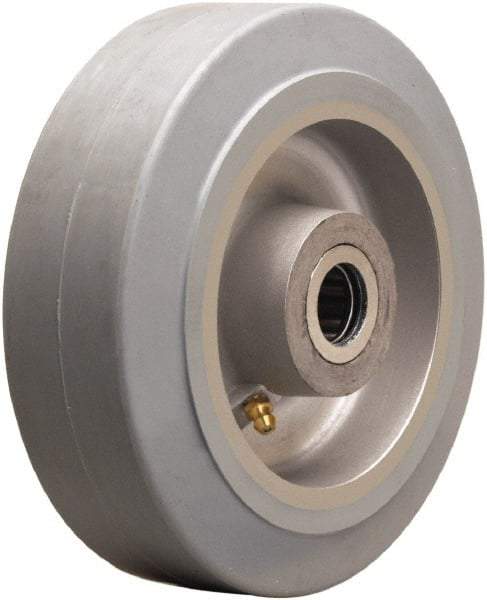 Hamilton - 6 Inch Diameter x 2 Inch Wide, Rubber on Aluminum Caster Wheel - 410 Lb. Capacity, 2-1/4 Inch Hub Length, 3/4 Inch Axle Diameter, Straight Roller Bearing - Caliber Tooling