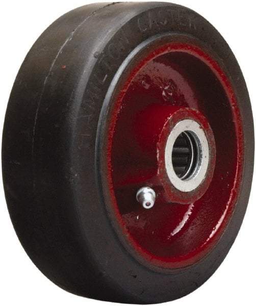 Hamilton - 5 Inch Diameter x 2 Inch Wide, Rubber on Cast Iron Caster Wheel - 350 Lb. Capacity, 2-1/4 Inch Hub Length, 1-3/16 Inch Axle Diameter, Plain Bore Bearing - Caliber Tooling