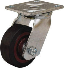 Hamilton - 4" Diam x 1-1/2" Wide x 5-5/8" OAH Top Plate Mount Swivel Caster - Rubber Mold on Cast Iron, 200 Lb Capacity, Straight Roller Bearing, 4 x 4-1/2" Plate - Caliber Tooling