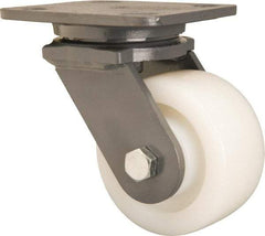 Hamilton - 4" Diam x 2" Wide x 5-5/8" OAH Top Plate Mount Swivel Caster - Nylon, Sealed Precision Ball Bearing, 4 x 5" Plate - Caliber Tooling