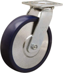 Hamilton - 8" Diam x 2" Wide x 9-1/2" OAH Top Plate Mount Swivel Caster - Polyurethane, 900 Lb Capacity, Sealed Precision Ball Bearing, 4 x 4-1/2" Plate - Caliber Tooling