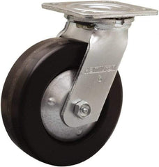 Hamilton - 6" Diam x 2" Wide x 7-1/2" OAH Top Plate Mount Swivel Caster - Phenolic, 900 Lb Capacity, Straight Roller Bearing, 4 x 4-1/2" Plate - Caliber Tooling