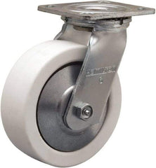 Hamilton - 6" Diam x 2" Wide x 7-1/2" OAH Top Plate Mount Swivel Caster - Polyolefin, 750 Lb Capacity, Delrin Bearing, 4 x 4-1/2" Plate - Caliber Tooling