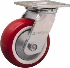 Hamilton - 5" Diam x 2" Wide x 6-1/2" OAH Top Plate Mount Swivel Caster - Polyurethane Mold on Polypropylene, 900 Lb Capacity, Straight Roller Bearing, 4 x 4-1/2" Plate - Caliber Tooling