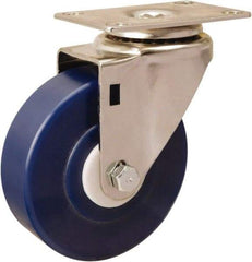 Hamilton - 4" Diam x 1-1/4" Wide x 5-1/8" OAH Top Plate Mount Swivel Caster - Polyurethane, 325 Lb Capacity, Delrin Bearing, 2-3/8 x 3-5/8" Plate - Caliber Tooling