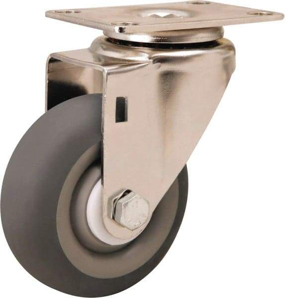 Hamilton - 3-1/2" Diam x 1-3/8" Wide x 4-7/8" OAH Top Plate Mount Swivel Caster - Rubber Mold on Polyolefin, 240 Lb Capacity, Delrin Bearing, 2-3/8 x 3-5/8" Plate - Caliber Tooling