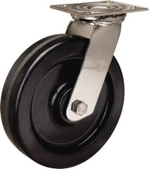 Hamilton - 8" Diam x 2" Wide x 9-1/2" OAH Top Plate Mount Swivel Caster - Phenolic, 800 Lb Capacity, Delrin Bearing, 3-3/4 x 4-1/2" Plate - Caliber Tooling