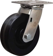 Hamilton - 6" Diam x 2" Wide x 7-1/2" OAH Top Plate Mount Swivel Caster - Phenolic, 800 Lb Capacity, Delrin Bearing, 3-3/4 x 4-1/2" Plate - Caliber Tooling