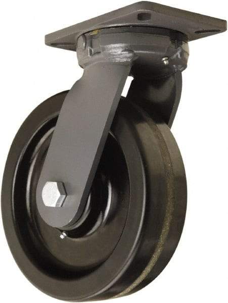 Hamilton - 10" Diam x 3" Wide x 12-1/2" OAH Top Plate Mount Swivel Caster - Phenolic, 2,900 Lb Capacity, Straight Roller Bearing, 5-1/4 x 7-1/4" Plate - Caliber Tooling