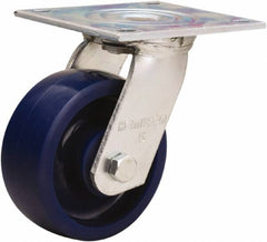 Hamilton - 5" Diam x 2" Wide x 6-1/2" OAH Top Plate Mount Swivel Caster - Polyurethane, 900 Lb Capacity, Sealed Precision Ball Bearing, 5 x 5-1/2" Plate - Caliber Tooling