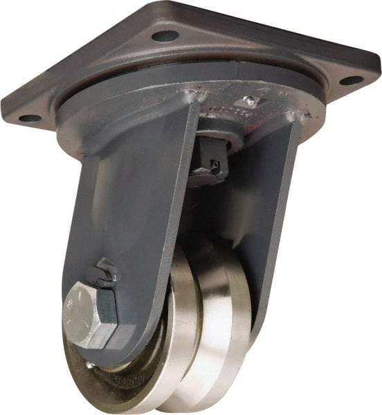 Hamilton - 6" Diam x 3" Wide, Forged Steel Swivel Caster - 10,000 Lb Capacity, Top Plate Mount, 8-1/2" x 8-1/2" Plate, Tapered Roller Bearing - Caliber Tooling